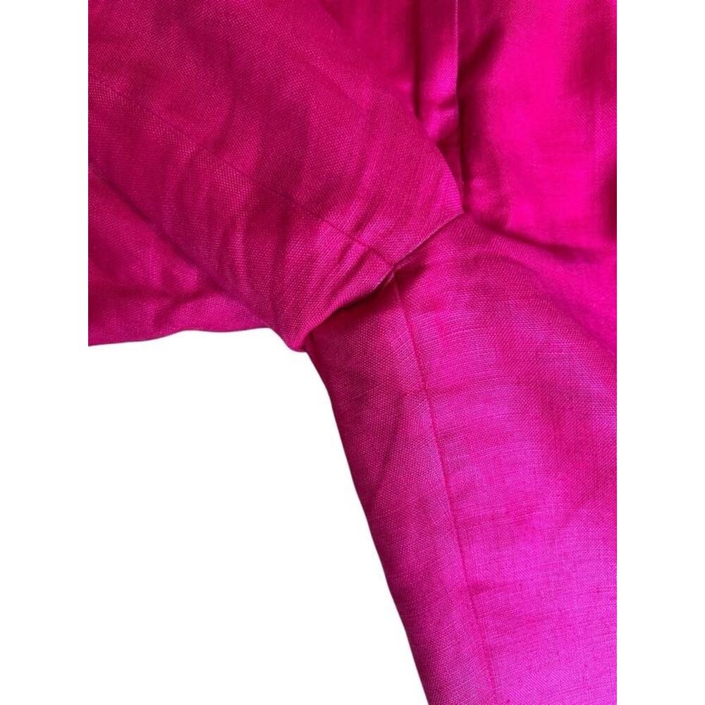 Point of View High Rise Preppy Pleated 100% Linen Bermuda Short Fuchsia Size 4 - Picture 7 of 8
